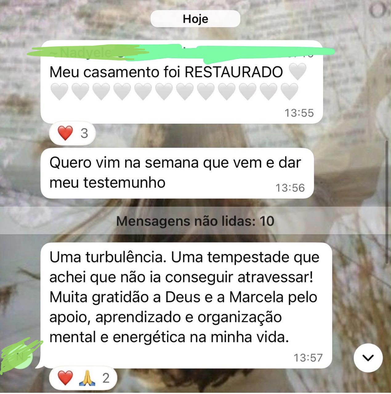 Mensagem real de aluna do Código Secreto do Amor — depoimento 9