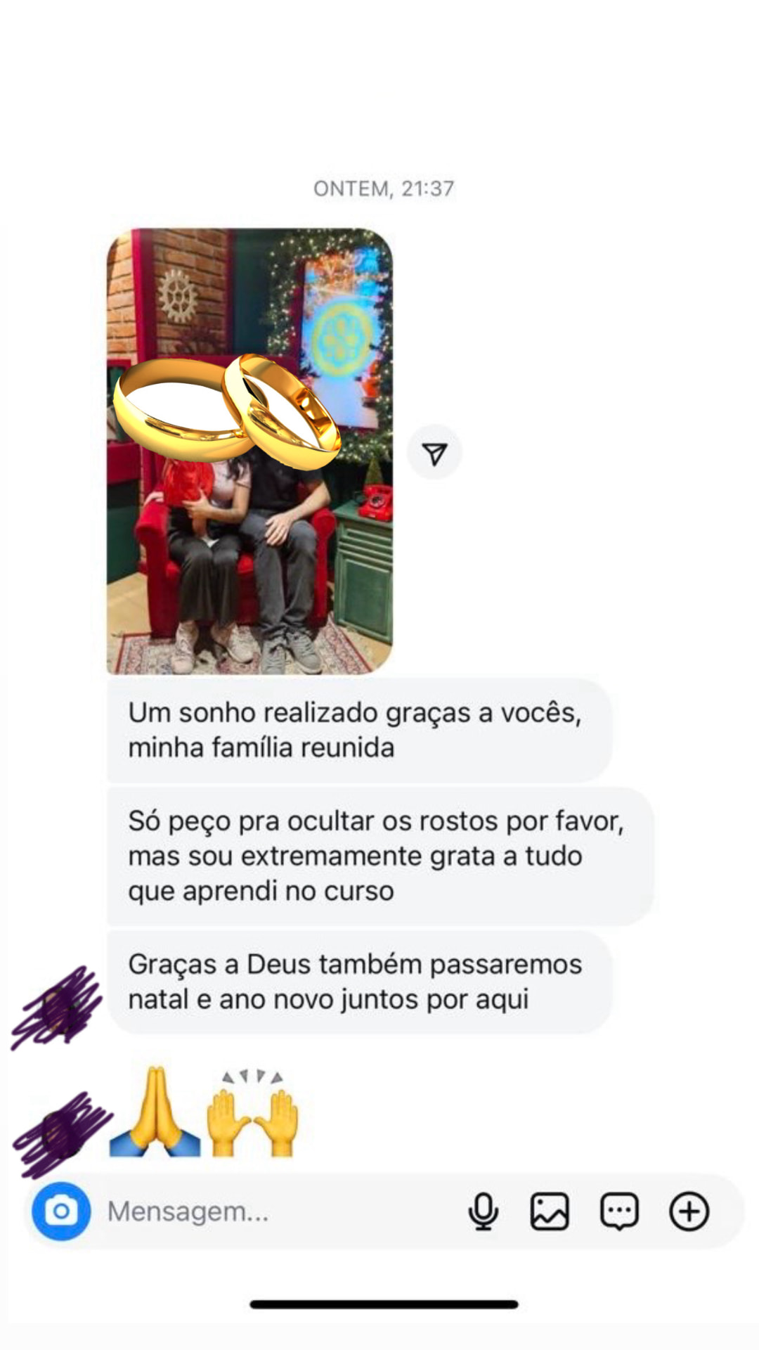 Mensagem real de aluna do Código Secreto do Amor — depoimento 3